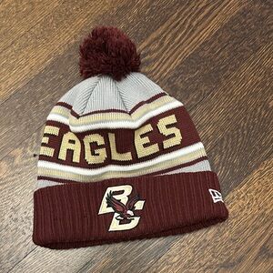New Era Boston College Eagles Pom Beanie - Maroon, Cream & Gray